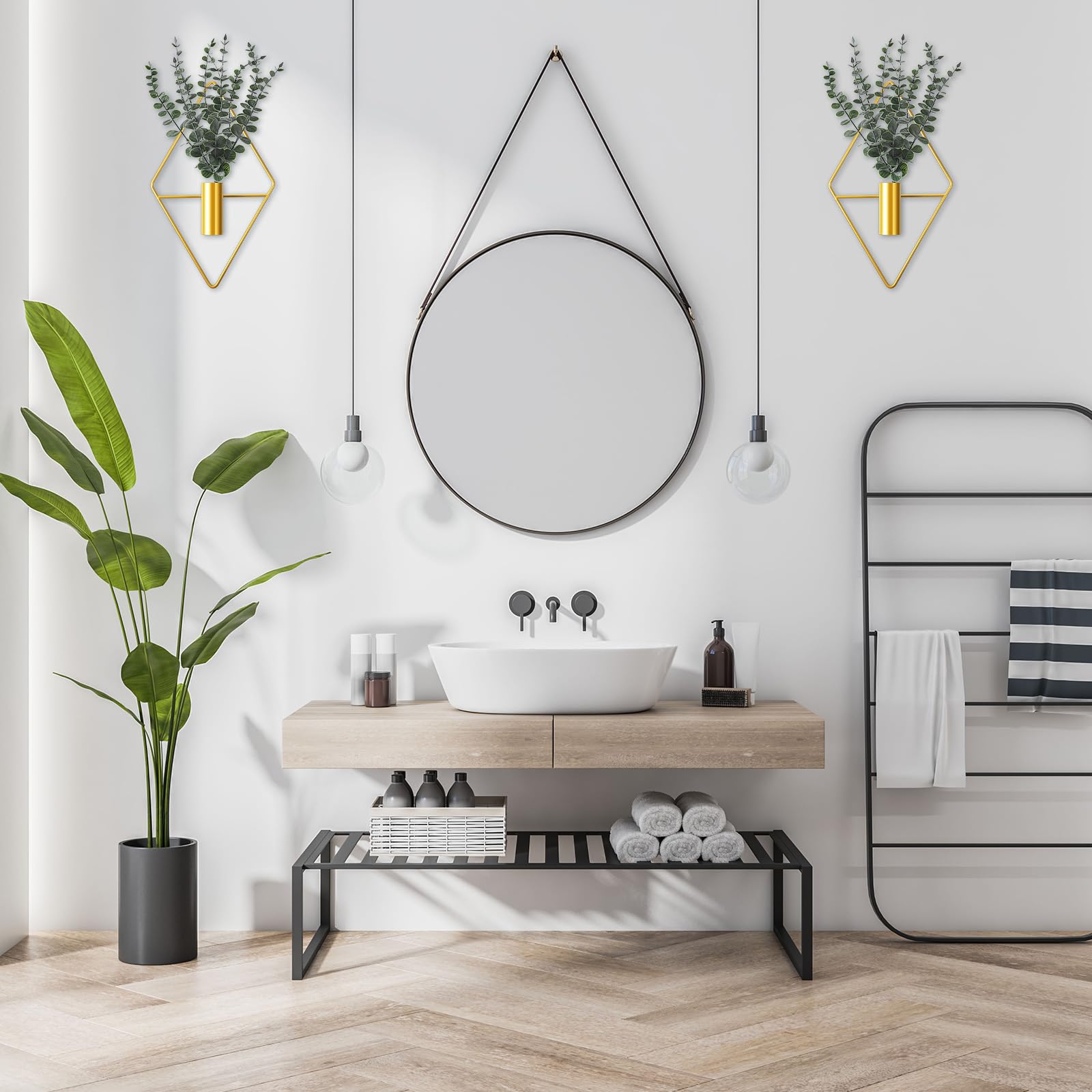 Jexine wall planters set on a decorative shelf