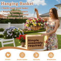JFFLYIT 12 inch hanging basket side view with plant