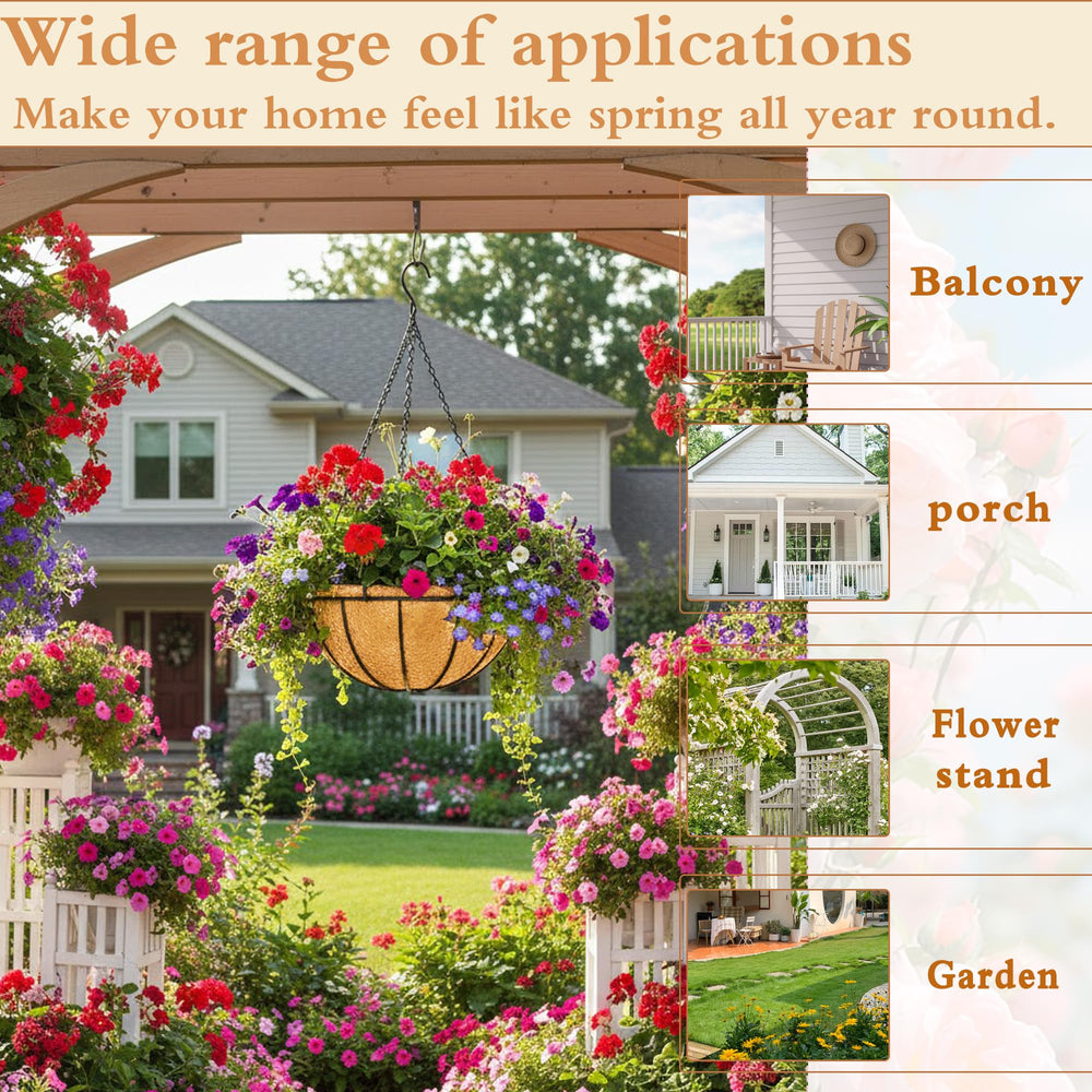 JFFLYIT 12-inch hanging basket with coconut fibre liner installed