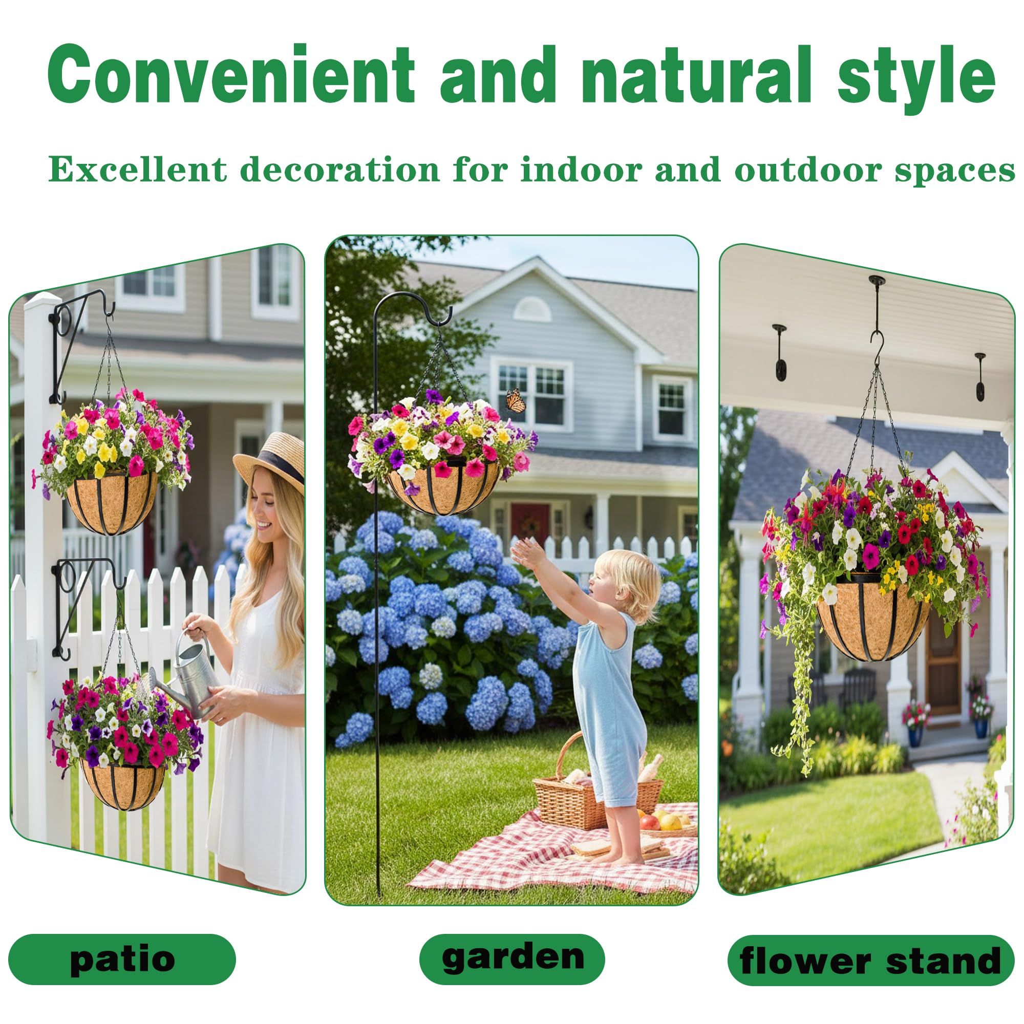 JFFLYIT 12 Inch Hanging Planter decorated with flowers