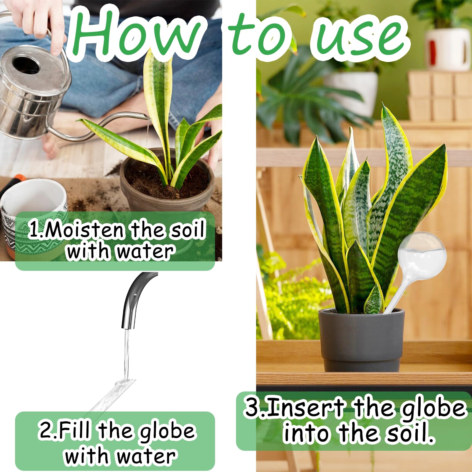 Jgalnim clear watering globes in a garden setting