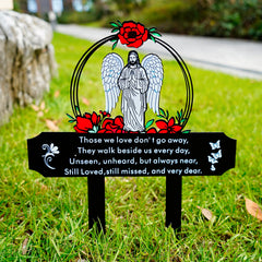 Jiasku Memorial Grave Stake with Jesus and Roses front view