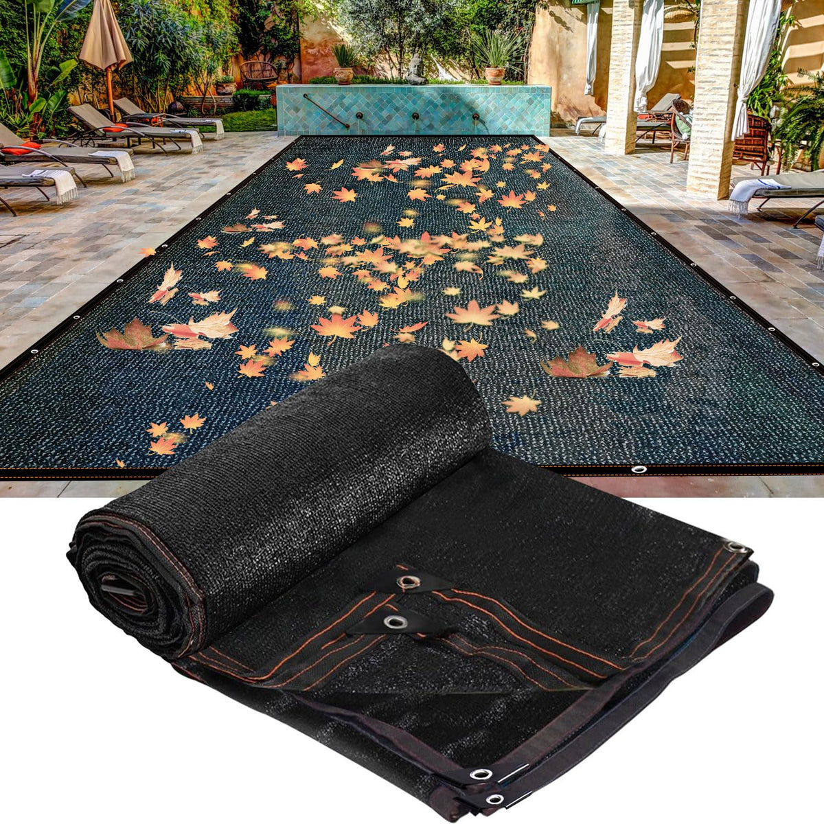 JIAYECHQI 20x40 FT Pool Leaf Cover front view