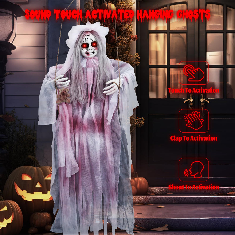 Jibeufi Creepy Halloween ghost showing light up eyes