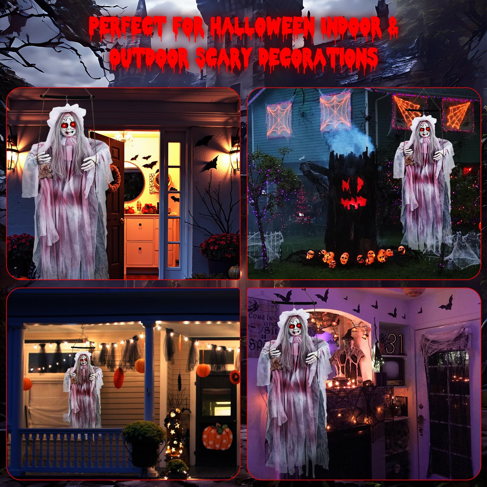 Jibeufi hanging ghost decoration for Halloween party