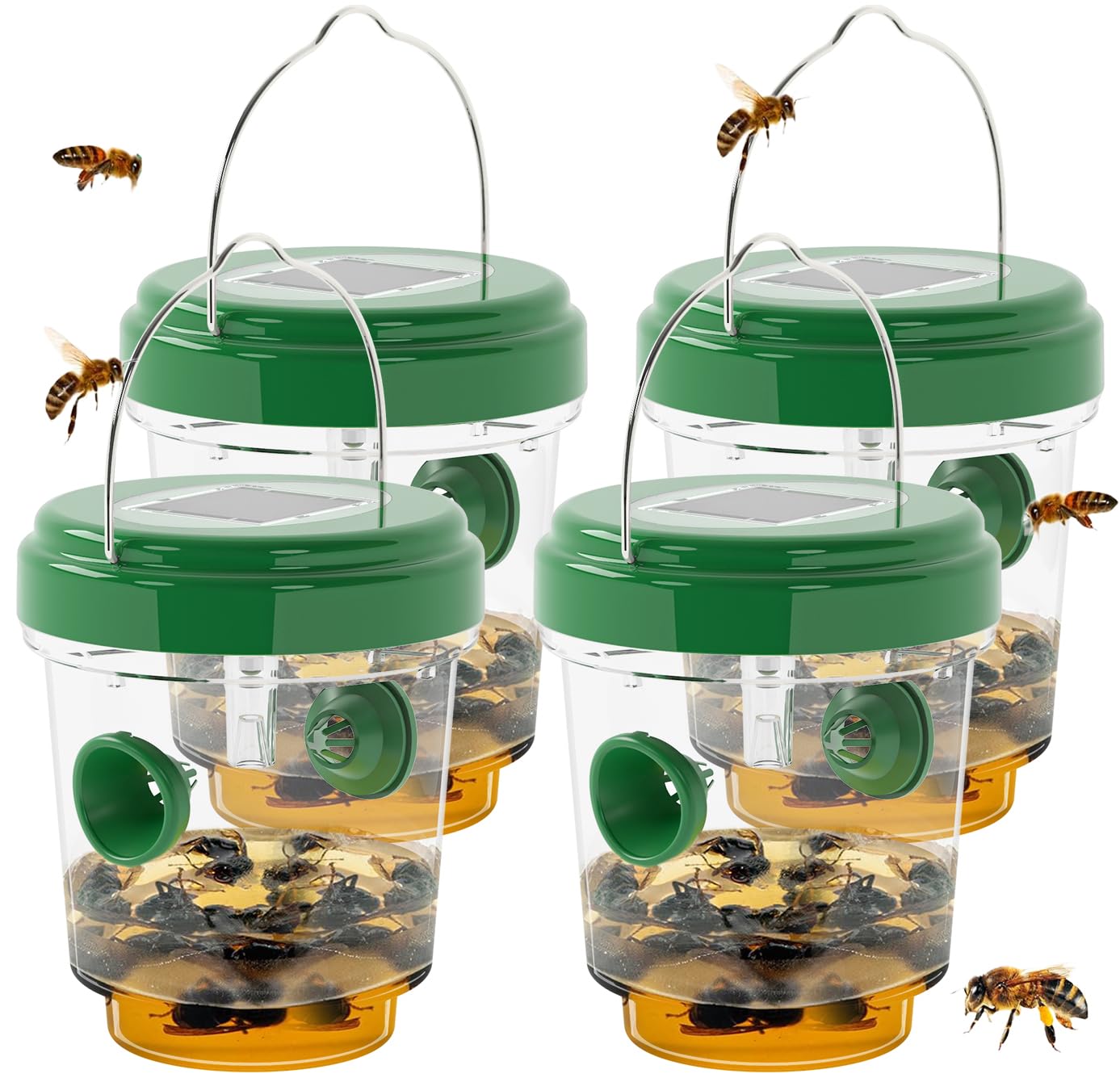 Jiermadun Wasp Trap Green with solar panel and double-entry tunnels
