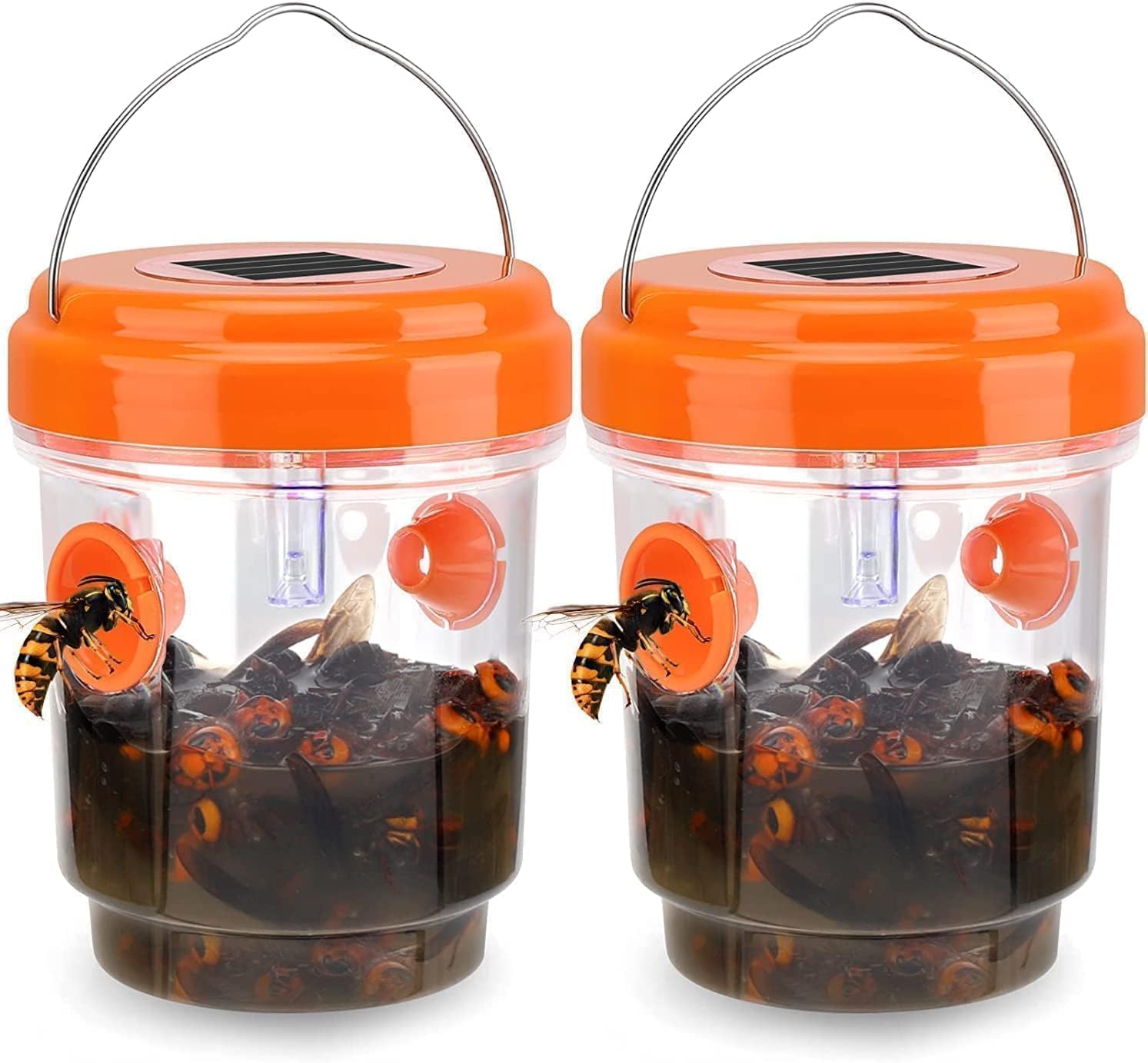 Jiermadun Wasp Trap outdoor solar-powered in orange