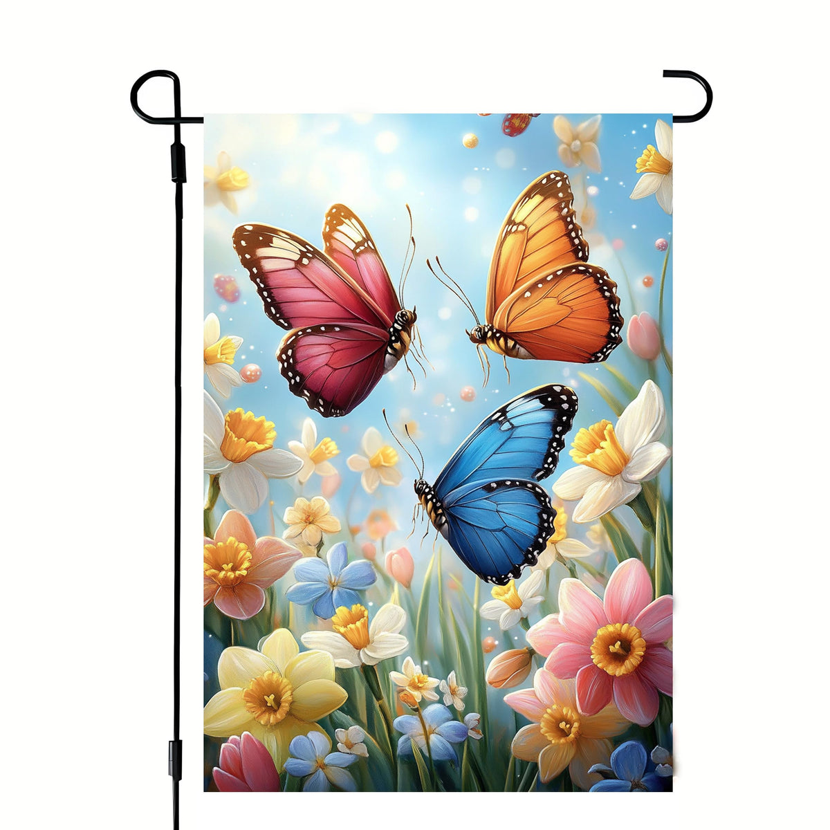 JIGINOFV Butterfly Garden Flag 12x18 front view with floral design