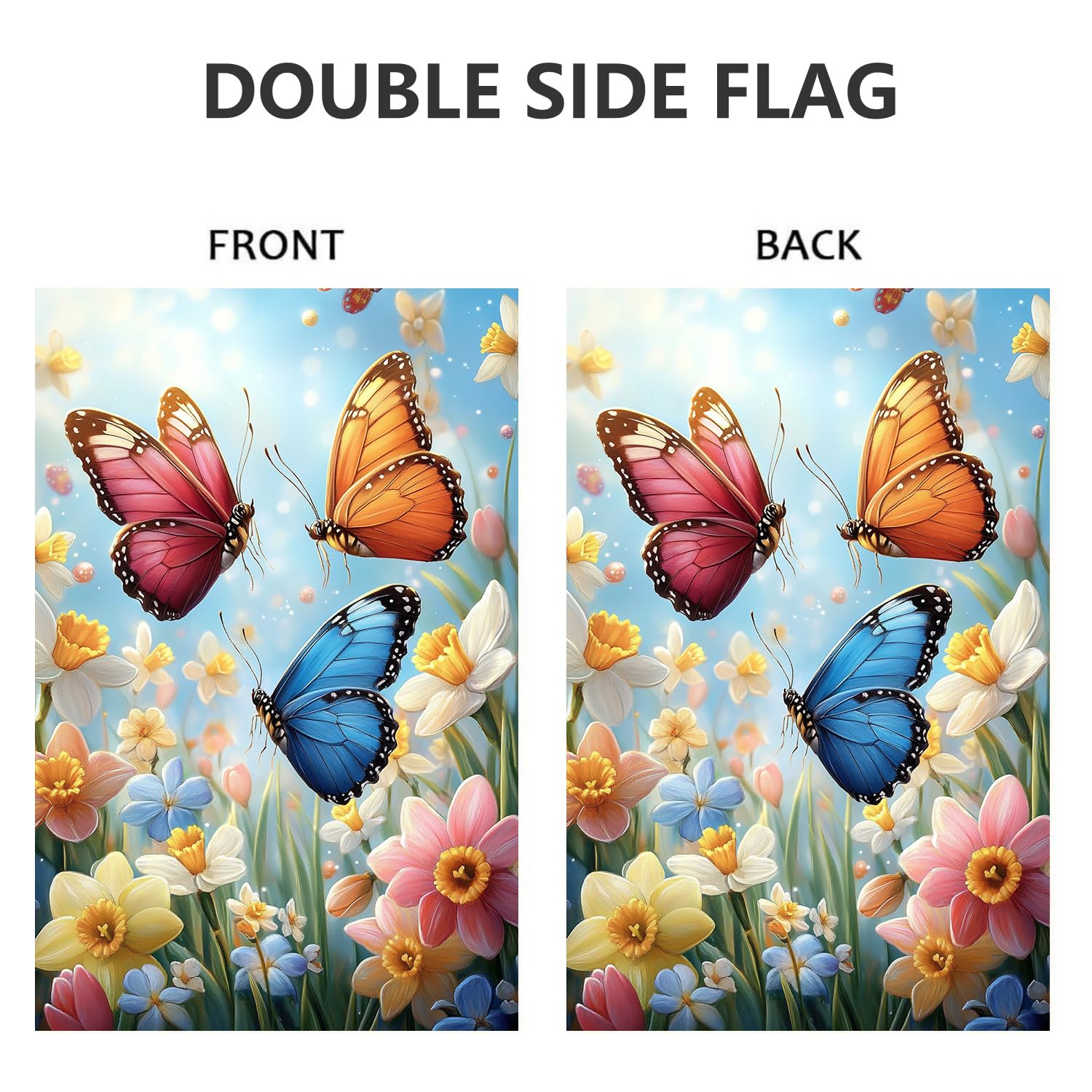 JIGINOFV Butterfly Garden Flag displayed in a patio setting