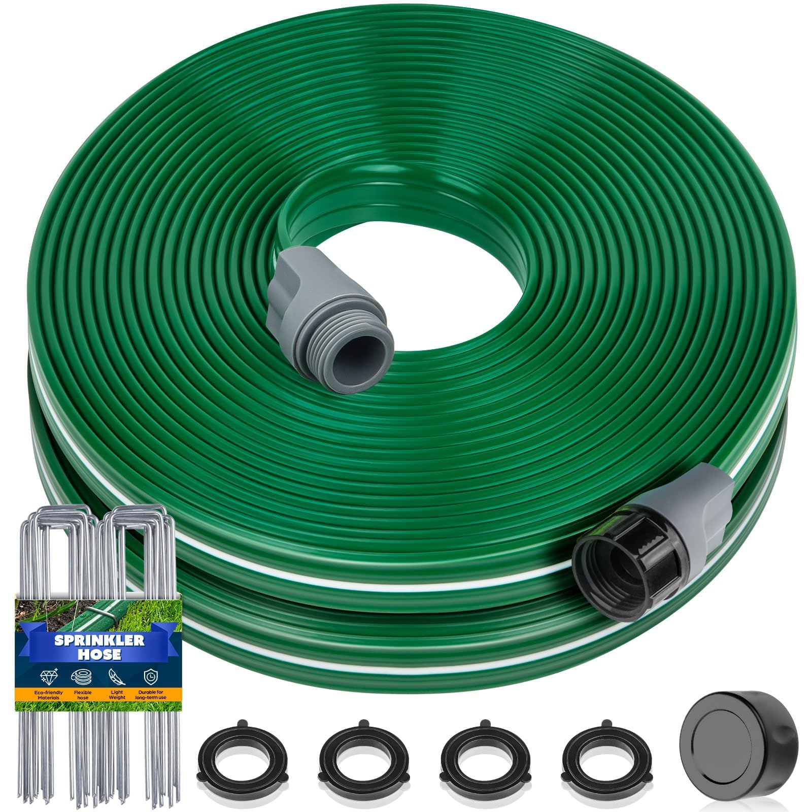 Jin&Bao 100FT sprinkler hose dark green front view