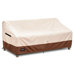 Jin Hrtoyi 3-Seater Outdoor Couch Cover in beige and brown front view