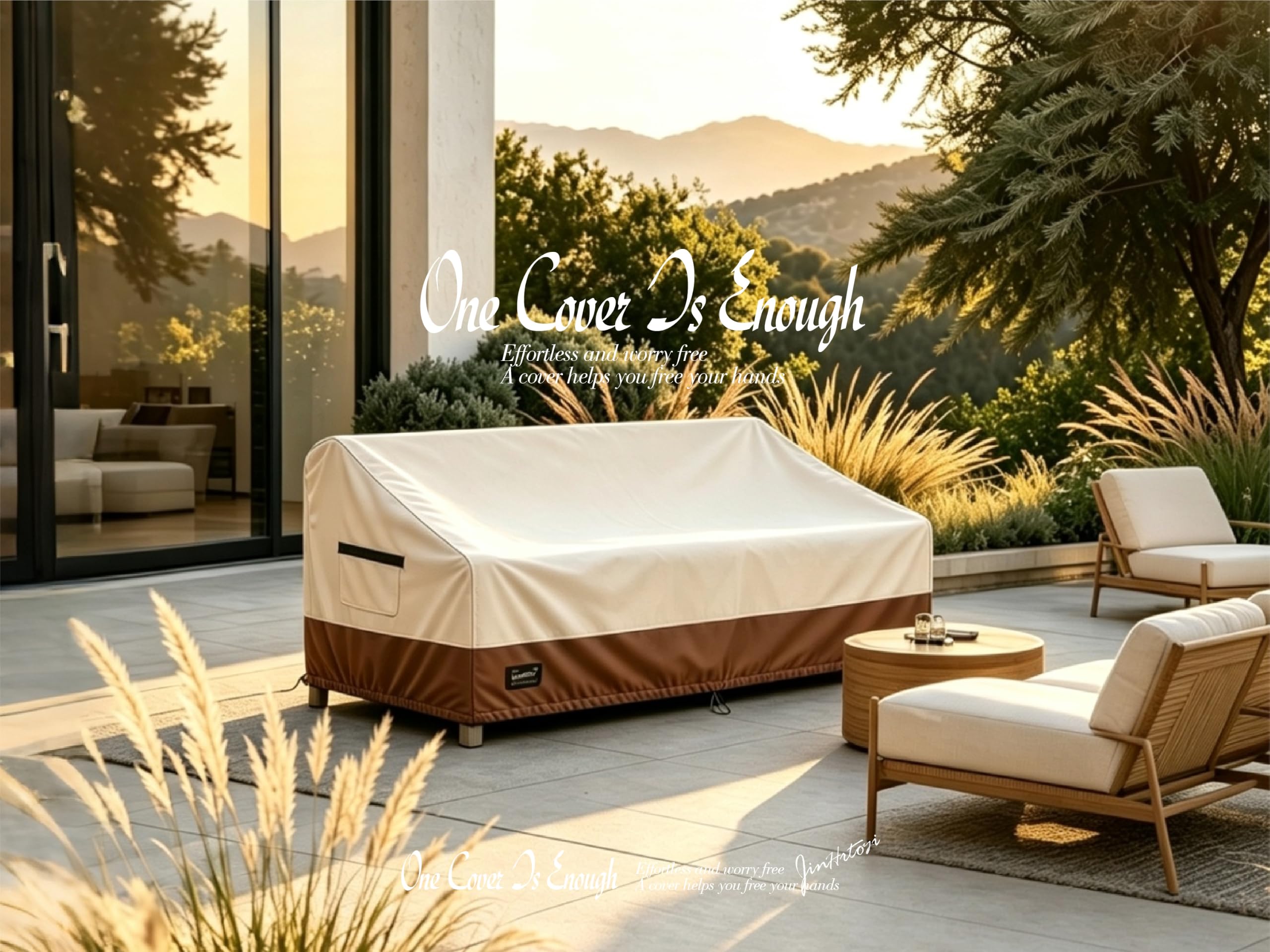 Jin Hrtoyi Couch Cover in use on garden furniture