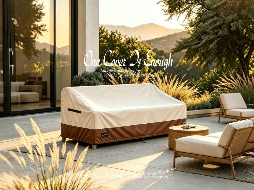 Jin Hrtoyi Couch Cover in use on garden furniture