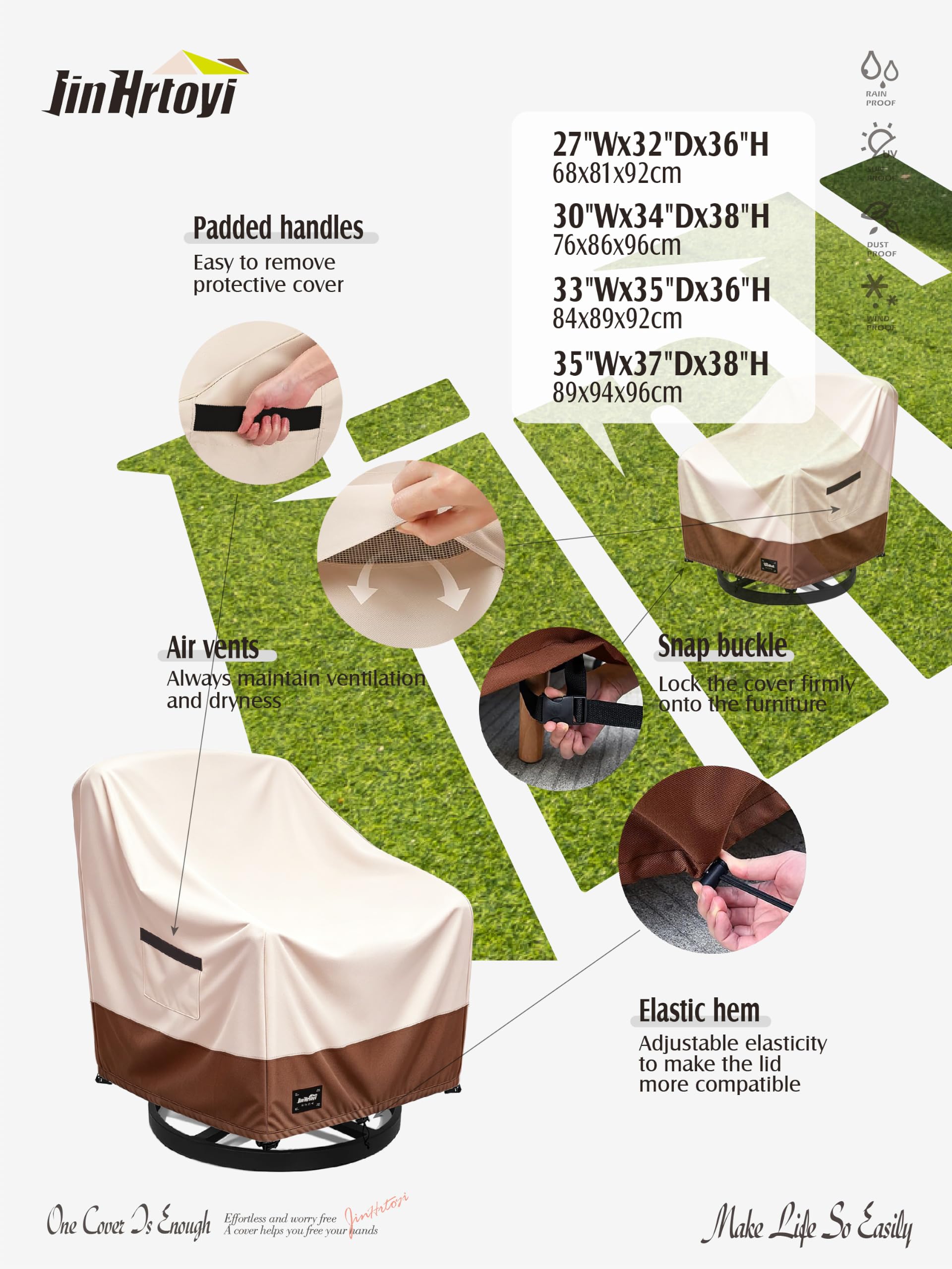 Jin Hrtoyi Outdoor Chair Covers with adjustable straps