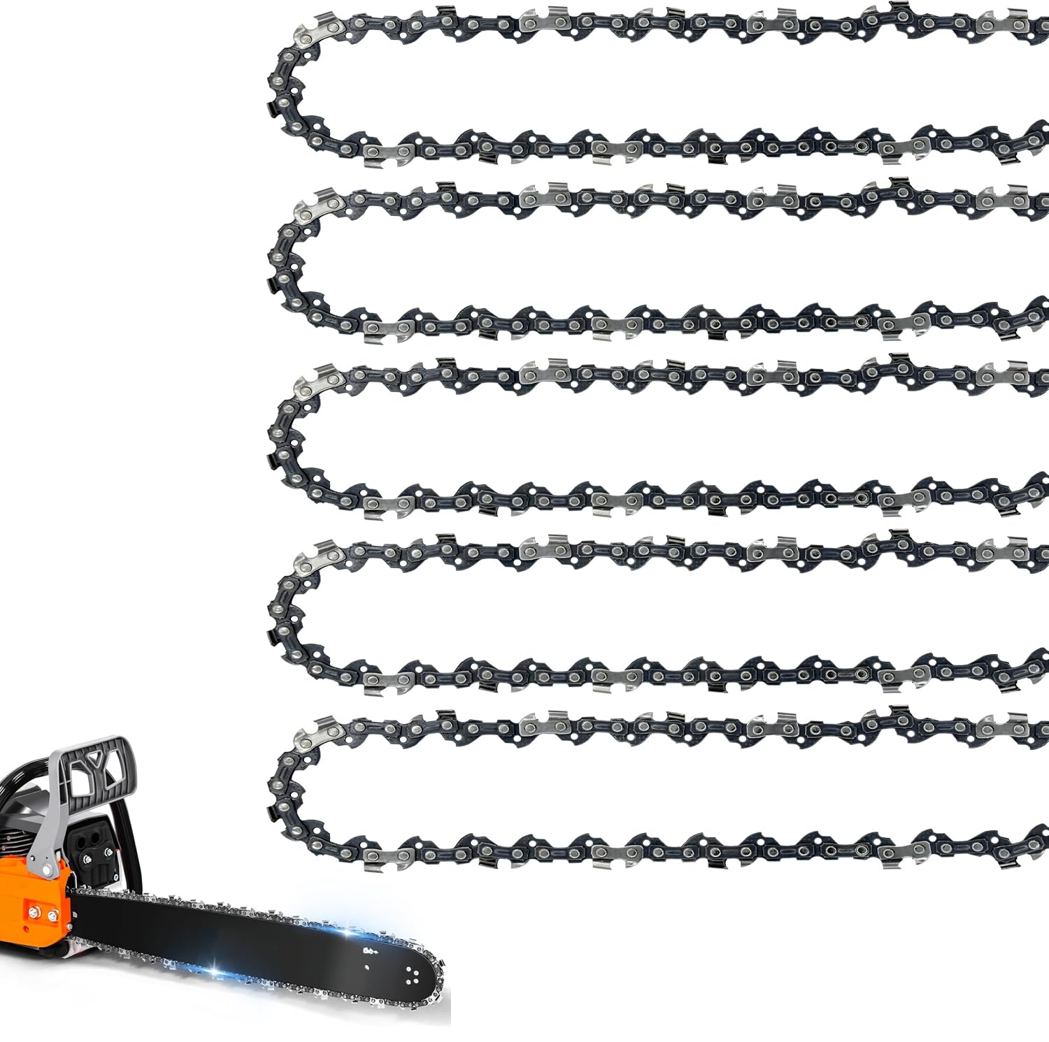 JINFFR 10 Inch Chainsaw Chain 5 Pack front view