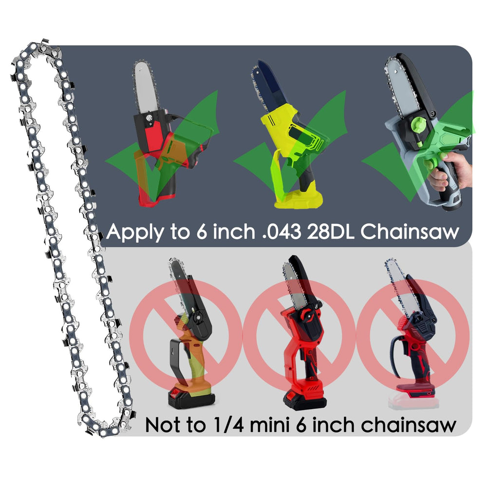 JINFFR 6 Inch Chainsaw Chain in use on a wooden branch