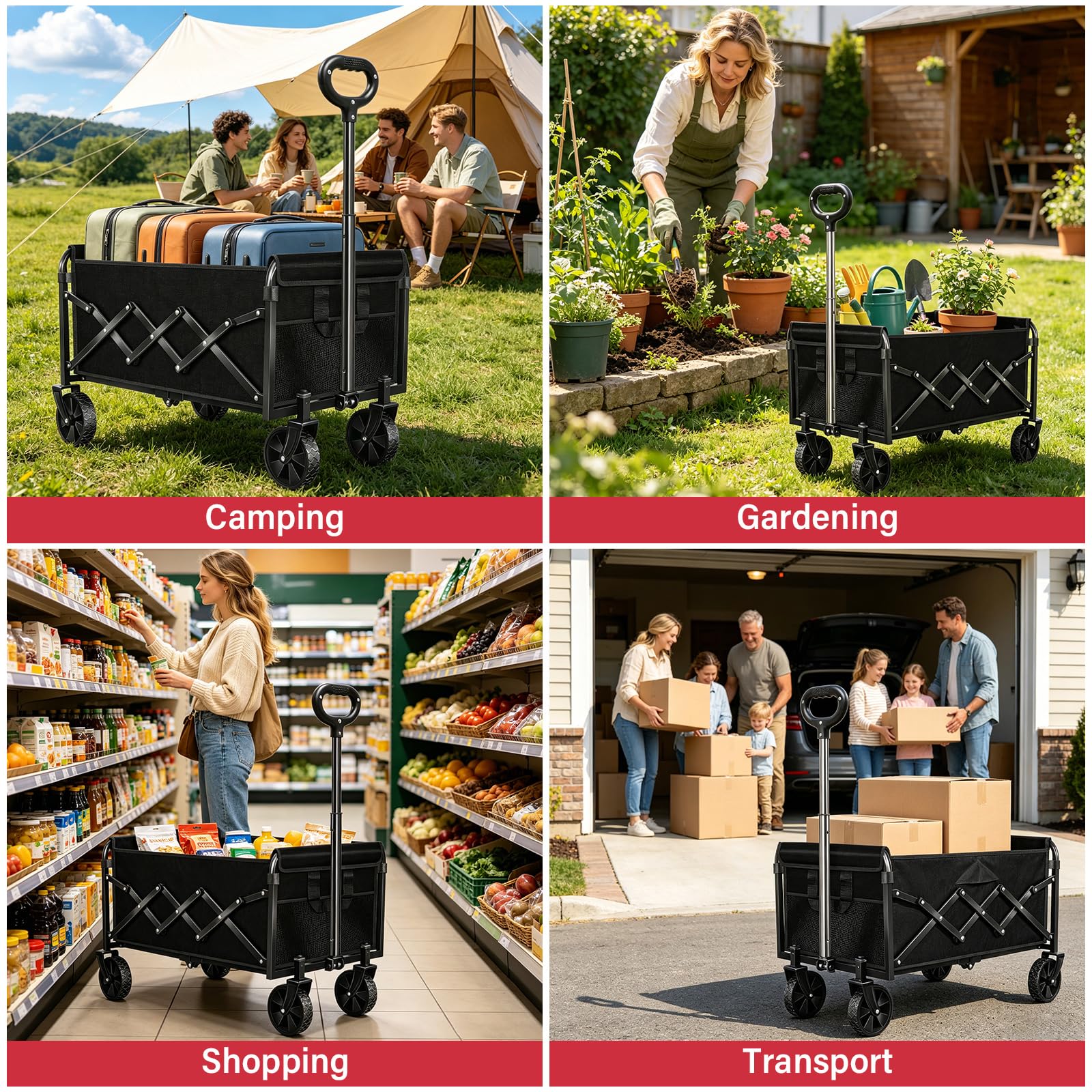 JINIHFW collapsible wagon cart in outdoor setting