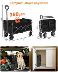 JINIHFW Folding Wagon Cart rear view with adjustable handle