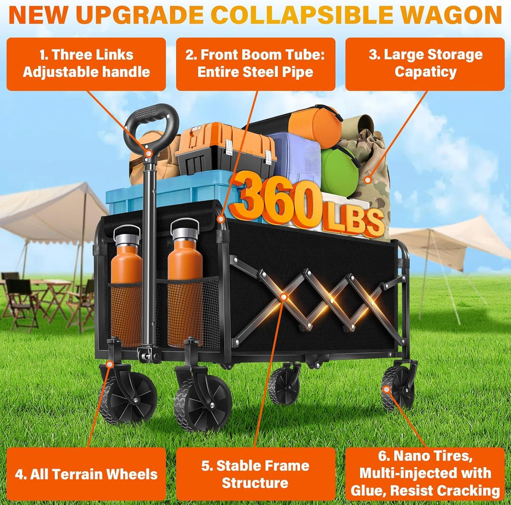 JINIHFW Folding Wagon Cart showcasing waterproof fabric