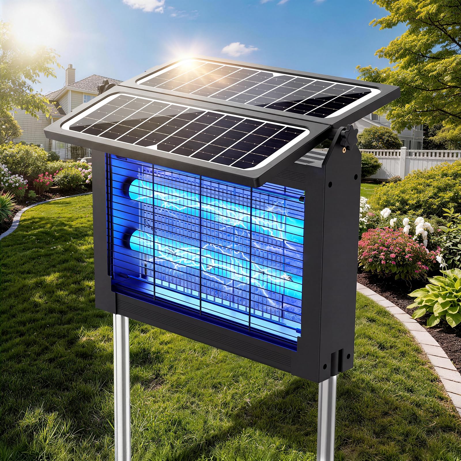 Jinyeda Solar Bug Zapper front view with solar panel