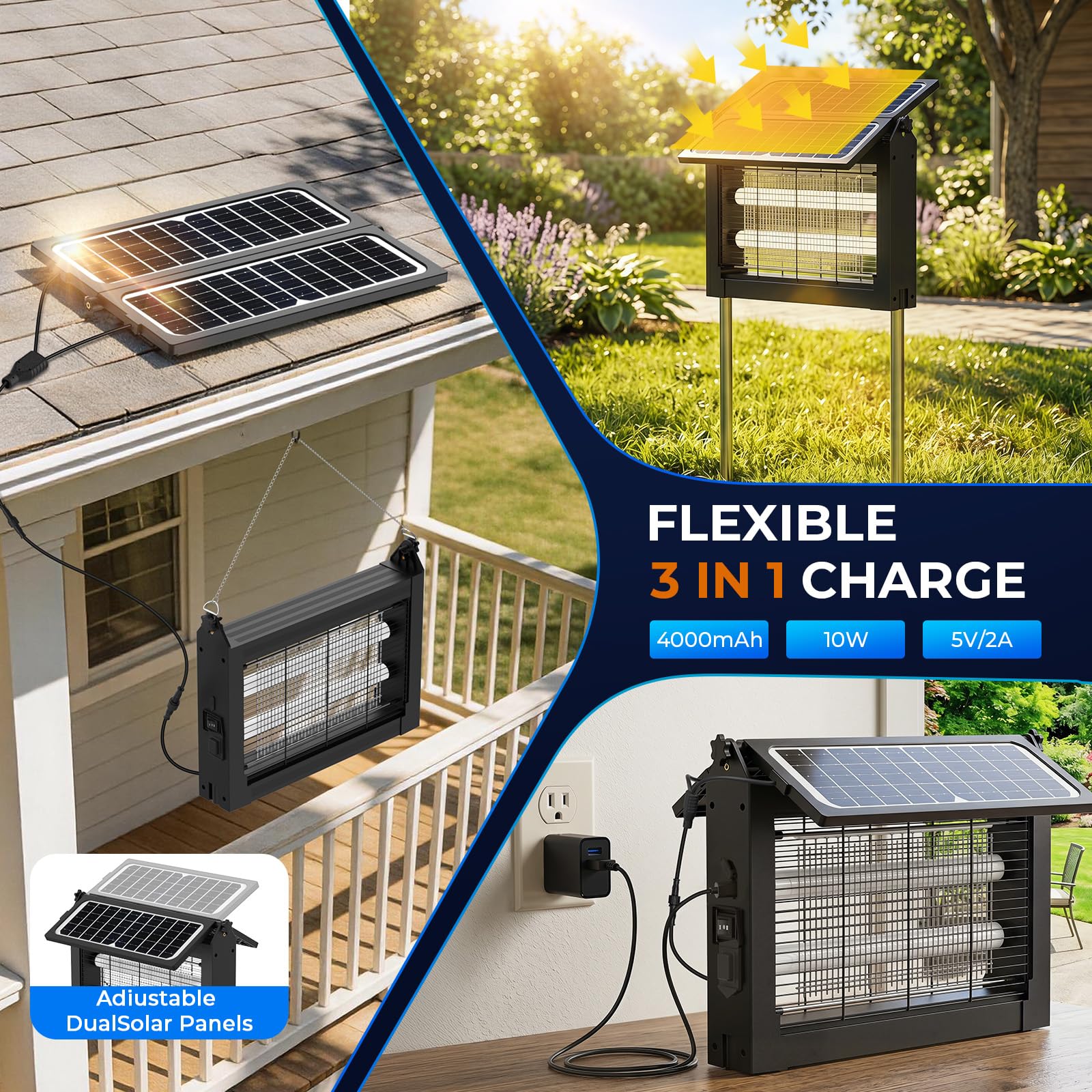 Jinyeda Solar Bug Zapper in garden setting