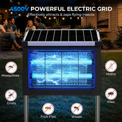 Jinyeda Solar Bug Zapper side view highlighting the 4500V grid