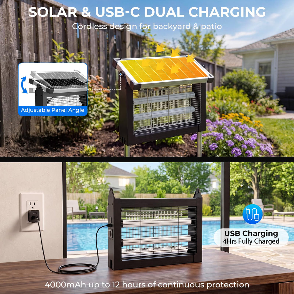 Jinyeda Solar Bug Zapper with metal ground stake setup
