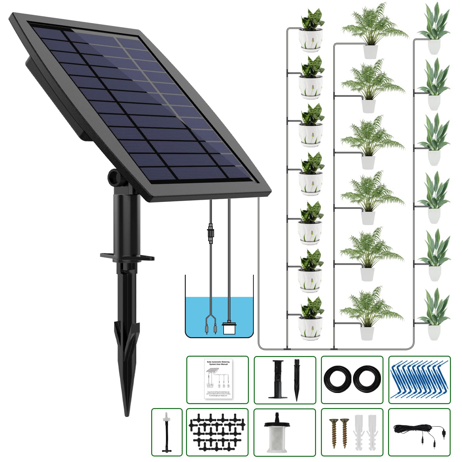 JIYANG Solar Automatic Drip Irrigation Kit with accessories
