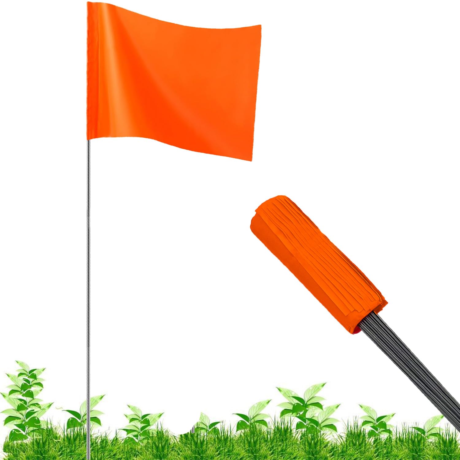 JIZHGRAD 100 Pack Orange Marking Flags front view