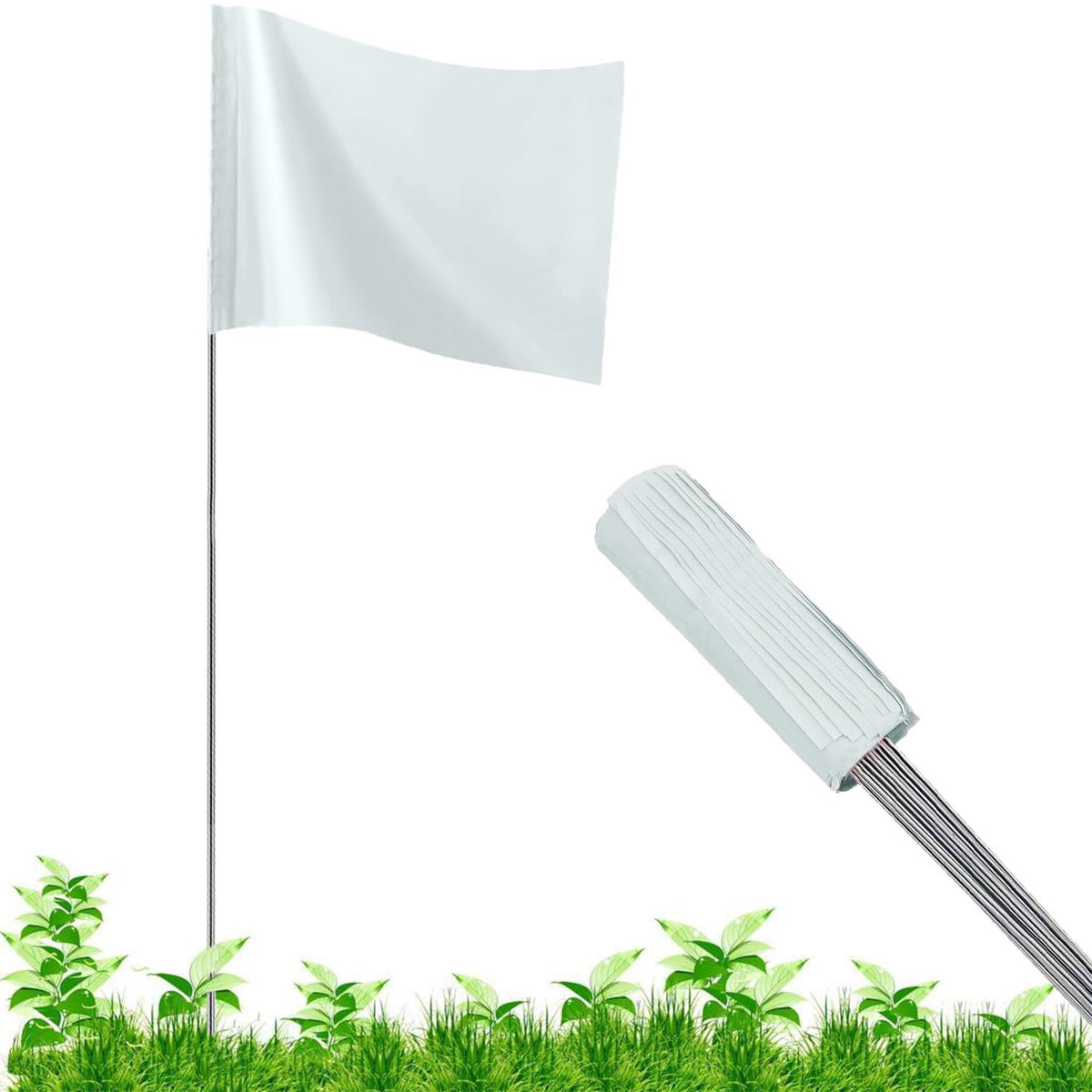 JIZHGRAD 100 pack white marking flags front view