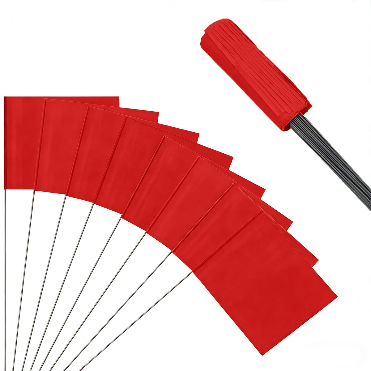 JIZHGRAD 50 Pack Red Marking Flags front view