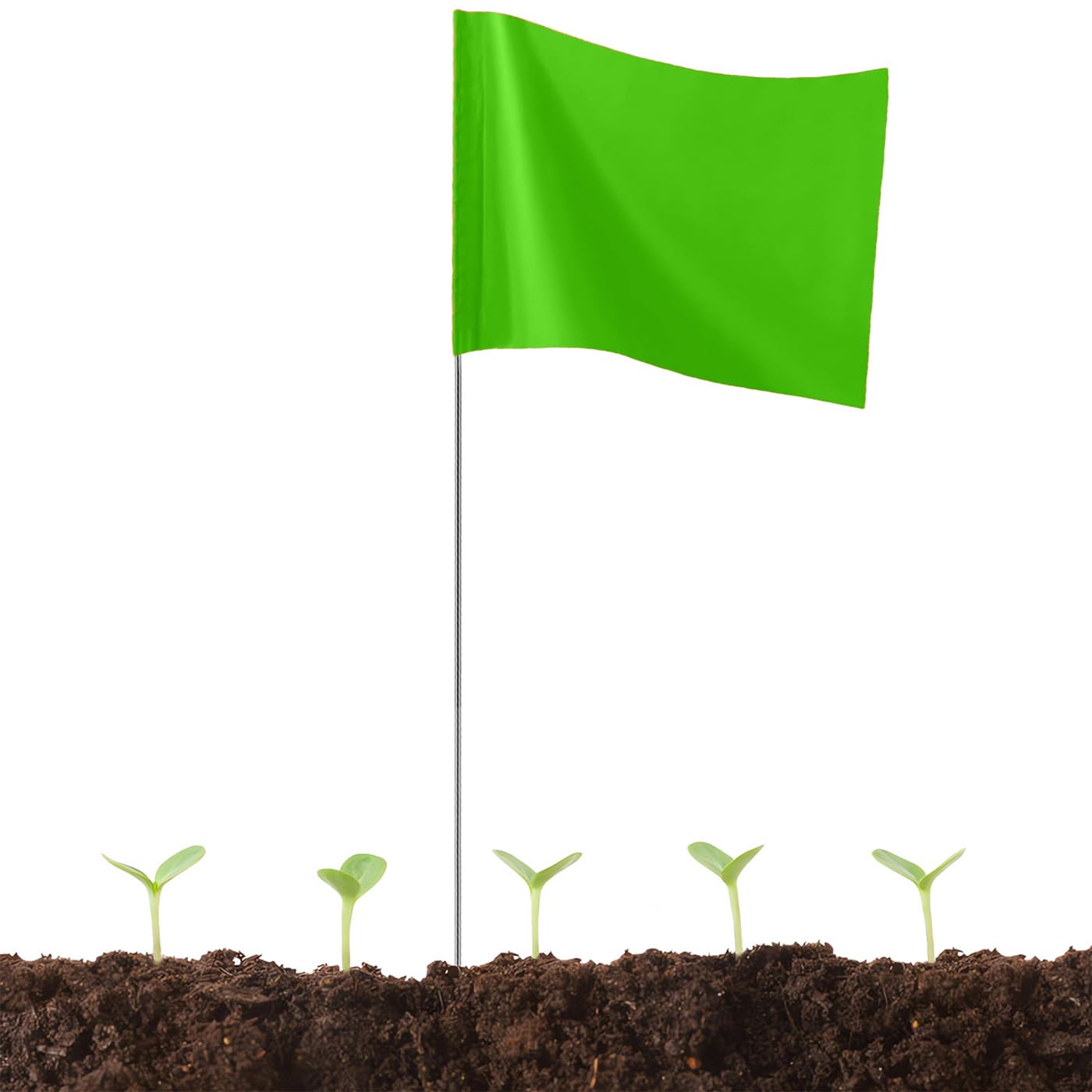 JIZHGRAD 50Pack Green Marking Flags front view with PVC and steel construction