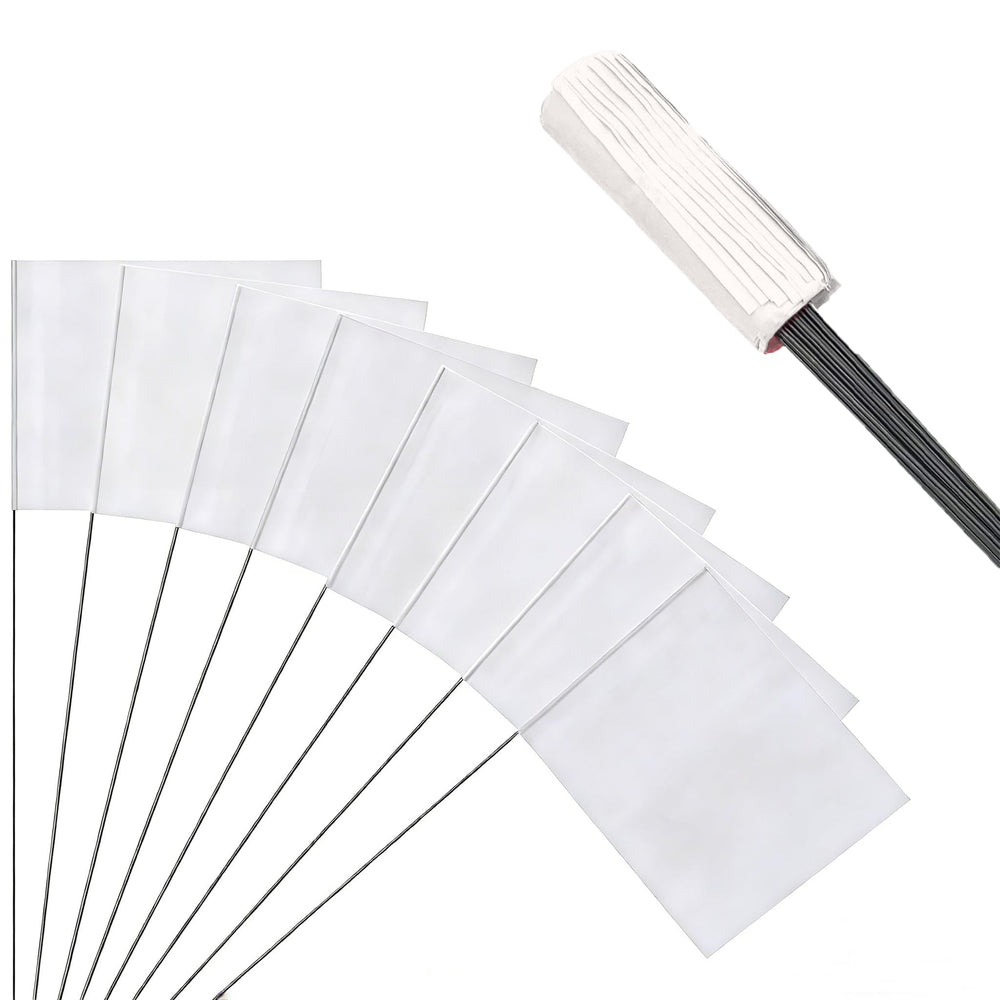 JIZHGRAD 50Pack White Marking Flags front view