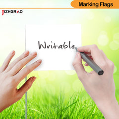 JIZHGRAD marking flags in a garden setting