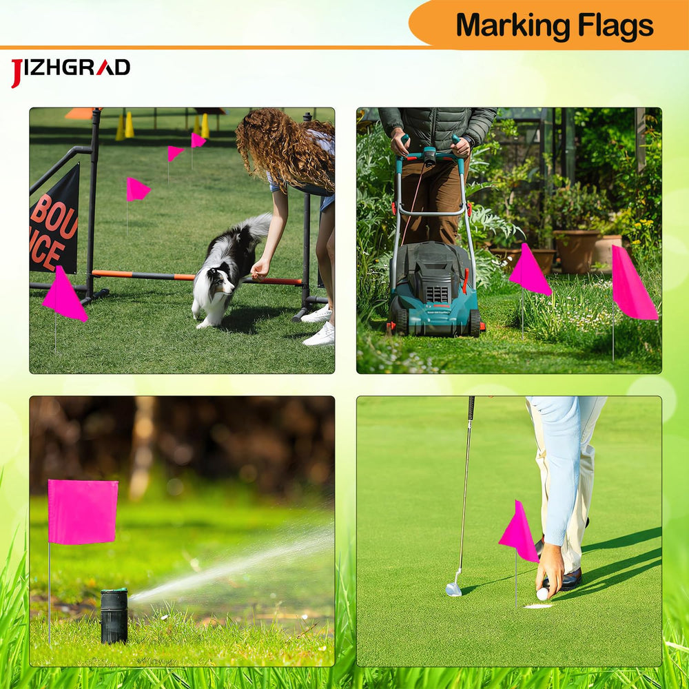 JIZHGRAD marking flags used in a construction site for safety