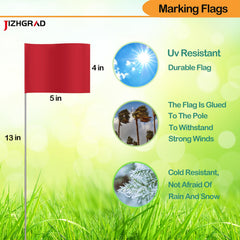 JIZHGRAD red marking flags with steel wire poles