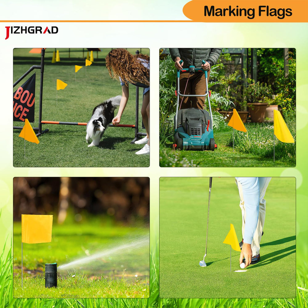 JIZHGRAD Yellow Marking Flags used for dog training in yard