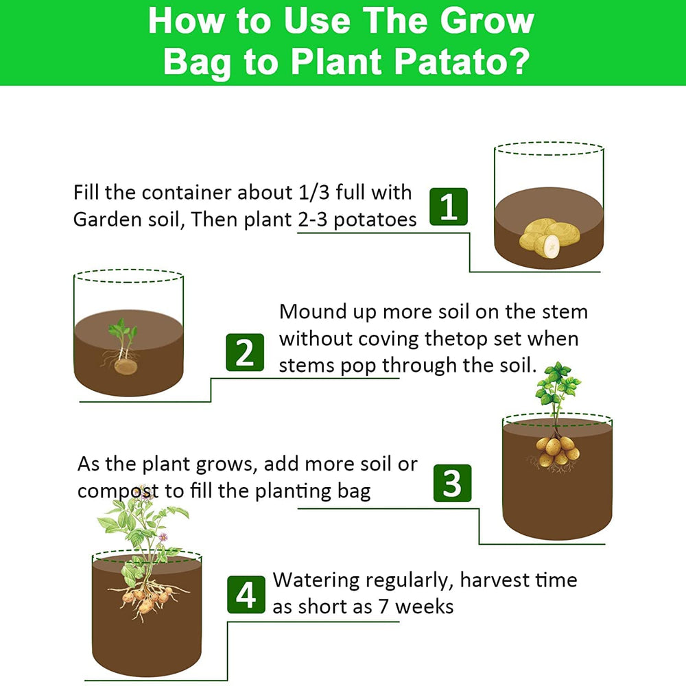 JJGoo 10 Gallon Potato Grow Bags stacked for storage