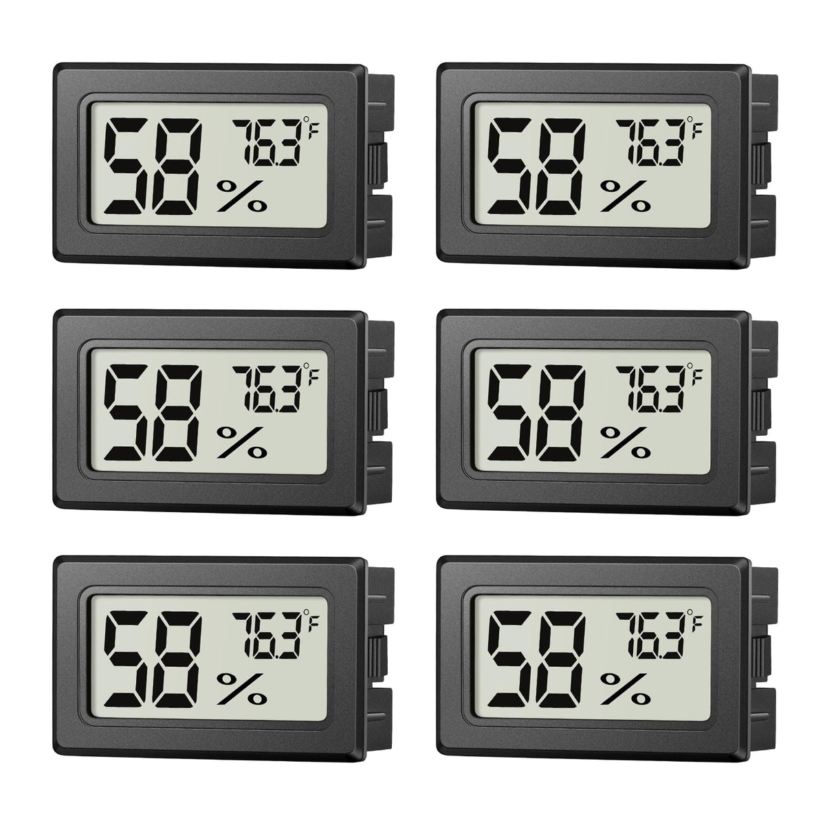 JJMTDS Mini Hygrometer black model front view