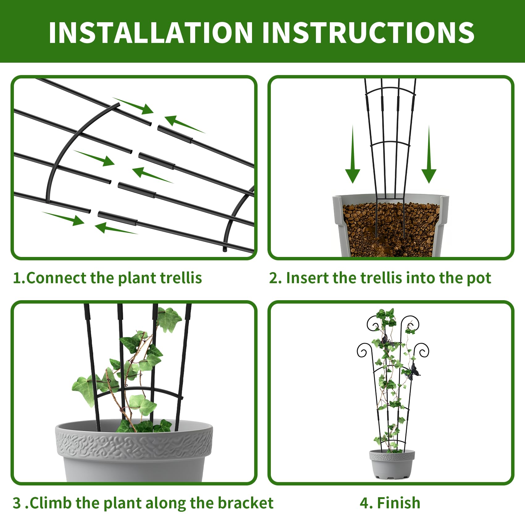 JJSHUANL metal trellis supporting jasmine plants