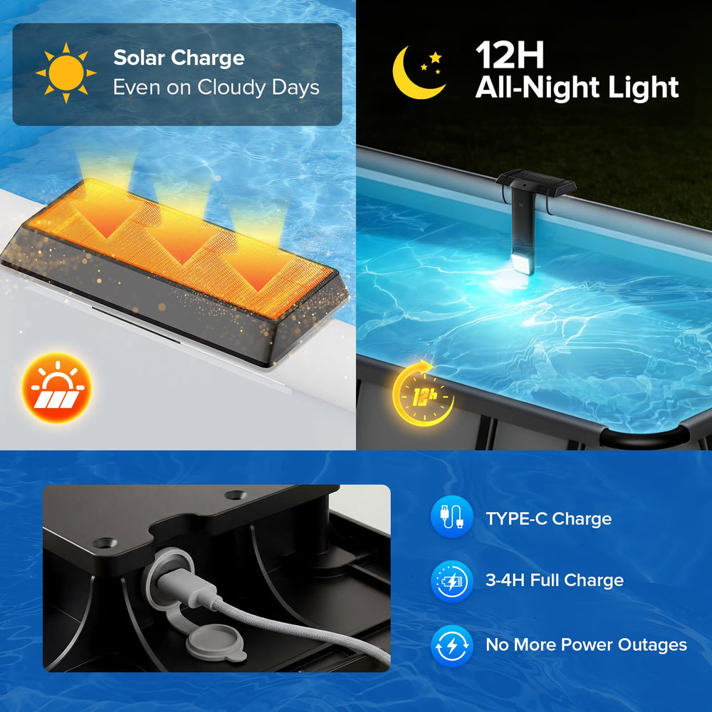 JJX Solar Pool Light under water at night
