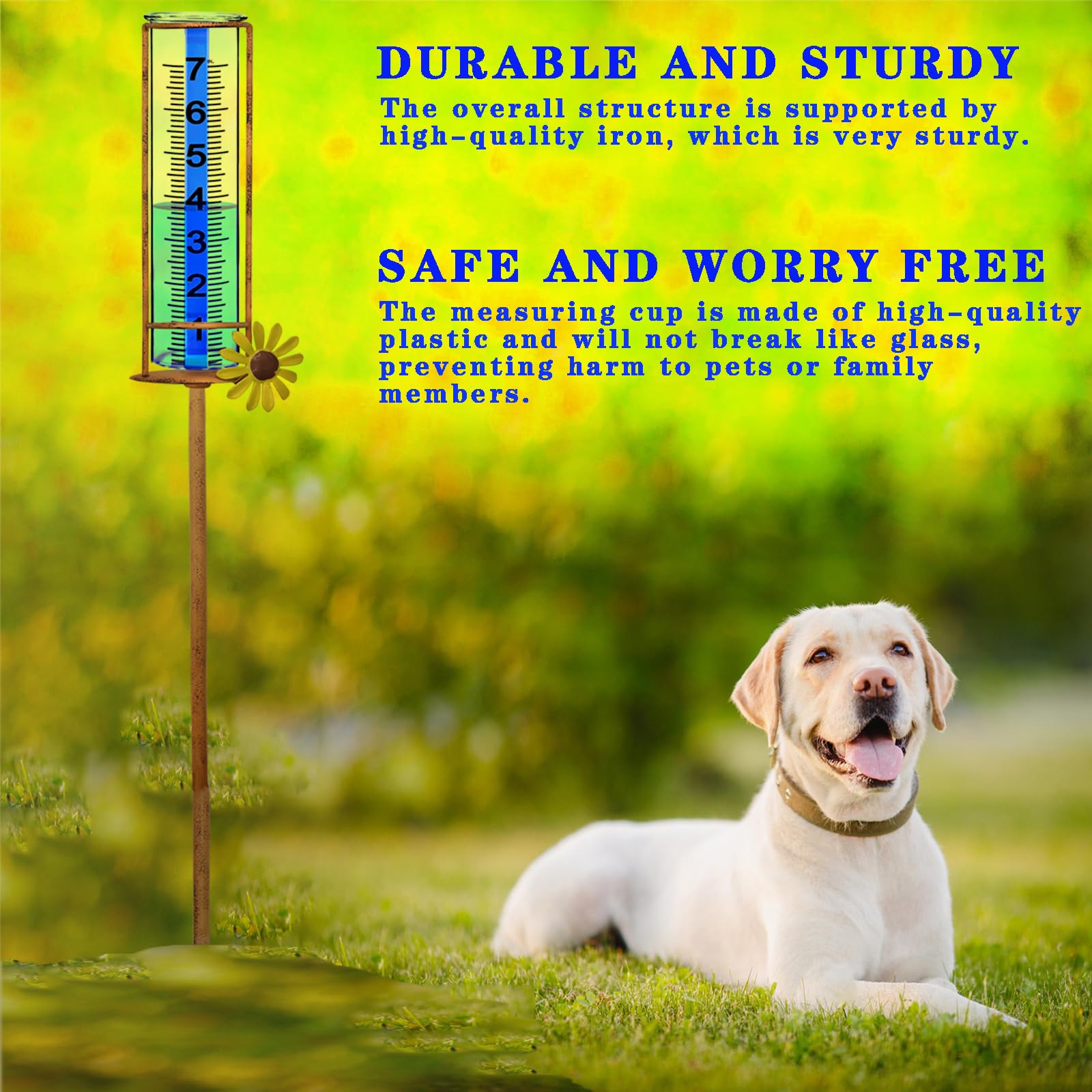 JMBay rain gauge durable metal frame and design details
