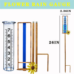 JMBay rain gauge with metal stake in garden setting