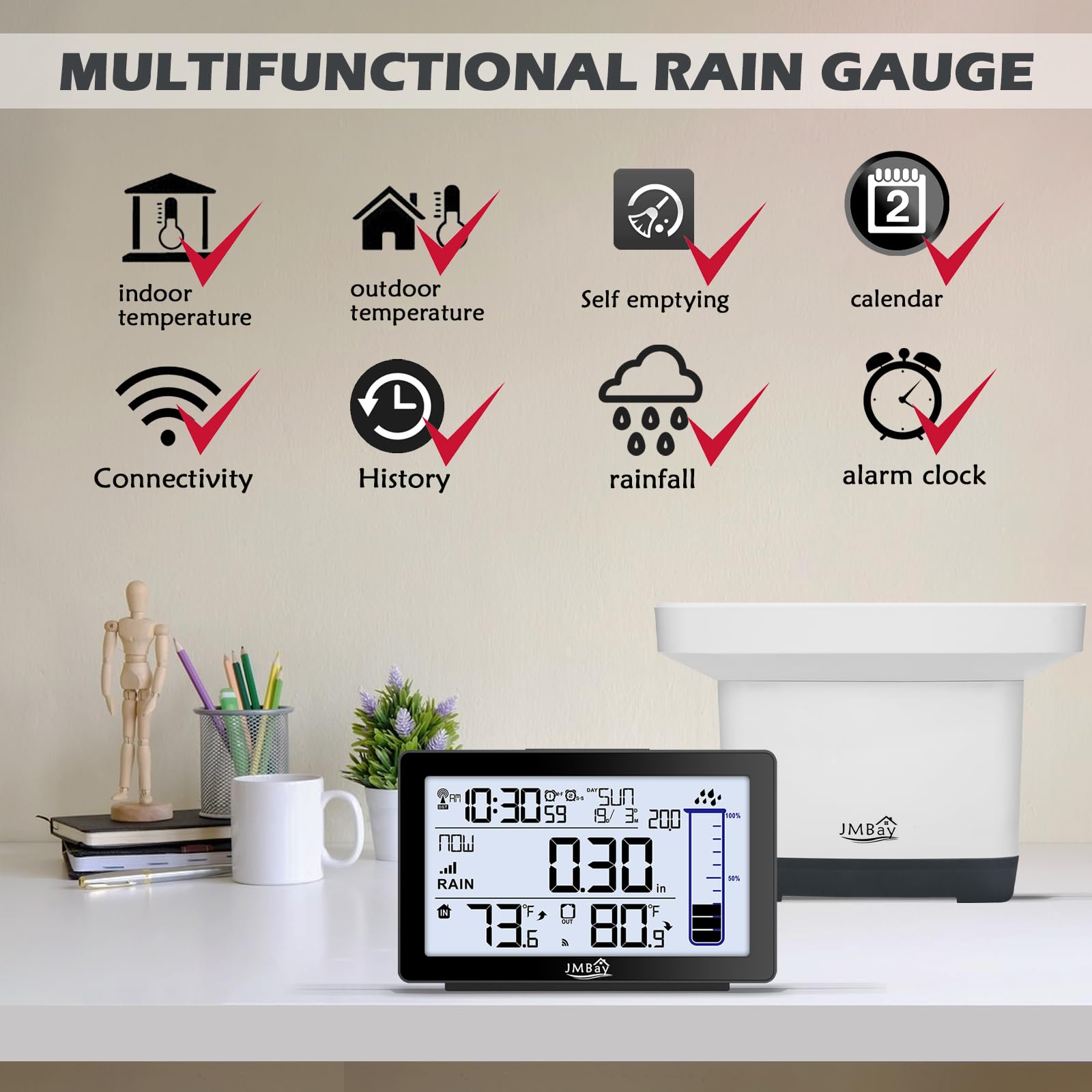 JMBay Wireless Rain Gauge outdoor sensor setup