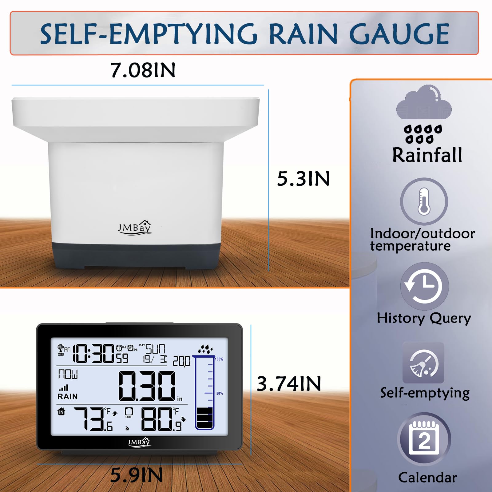 JMBay Wireless Rain Gauge packaging view