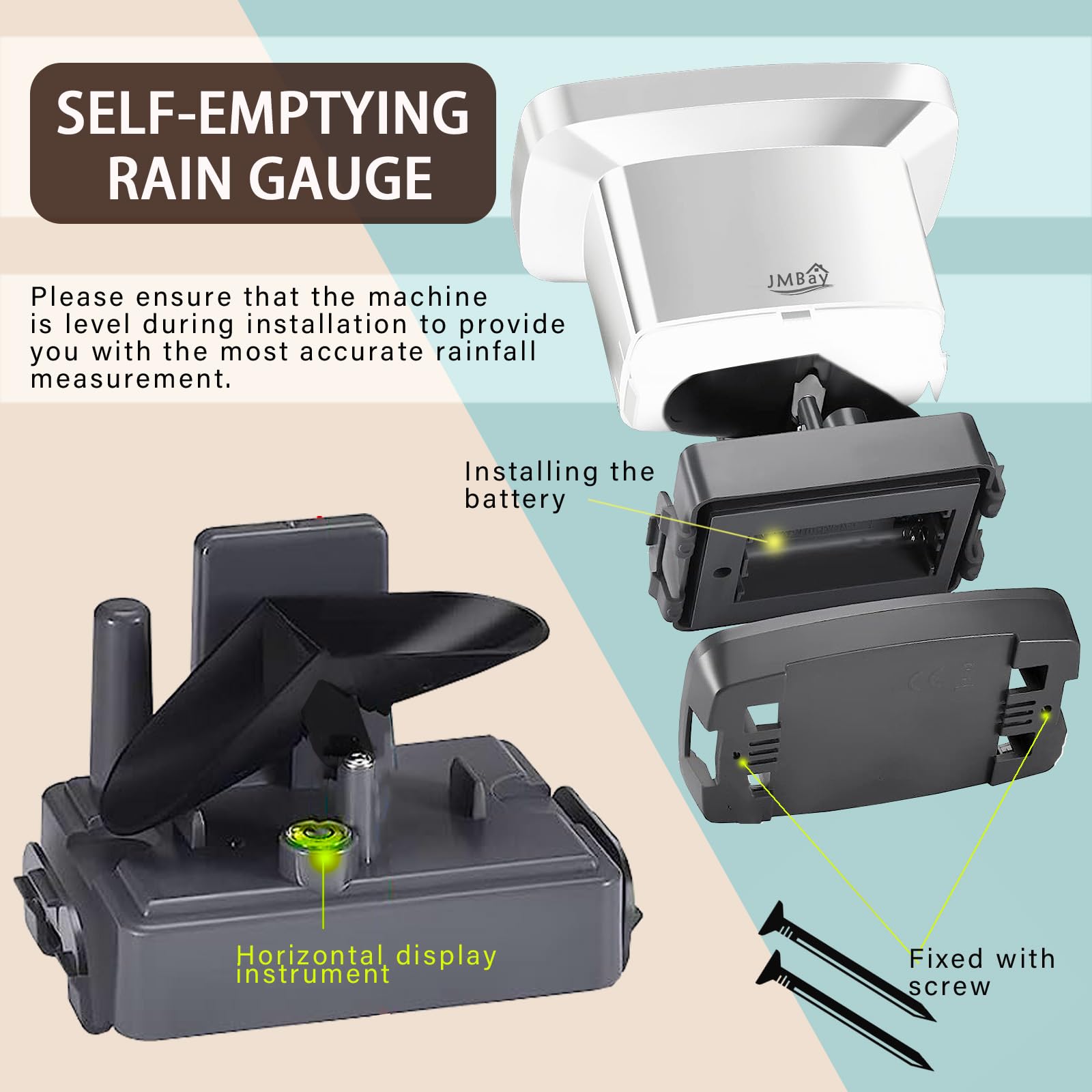 JMBay Wireless Rain Gauge showing rainfall measurements