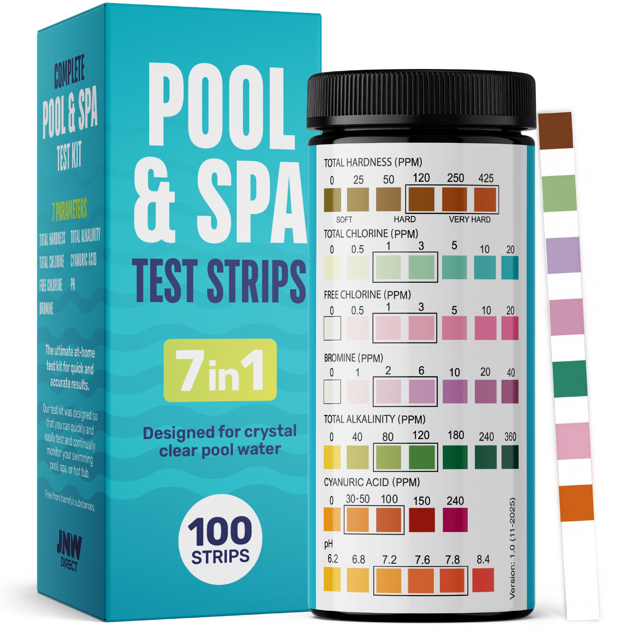 JNW Direct Pool Test Strips 100 Pack front view