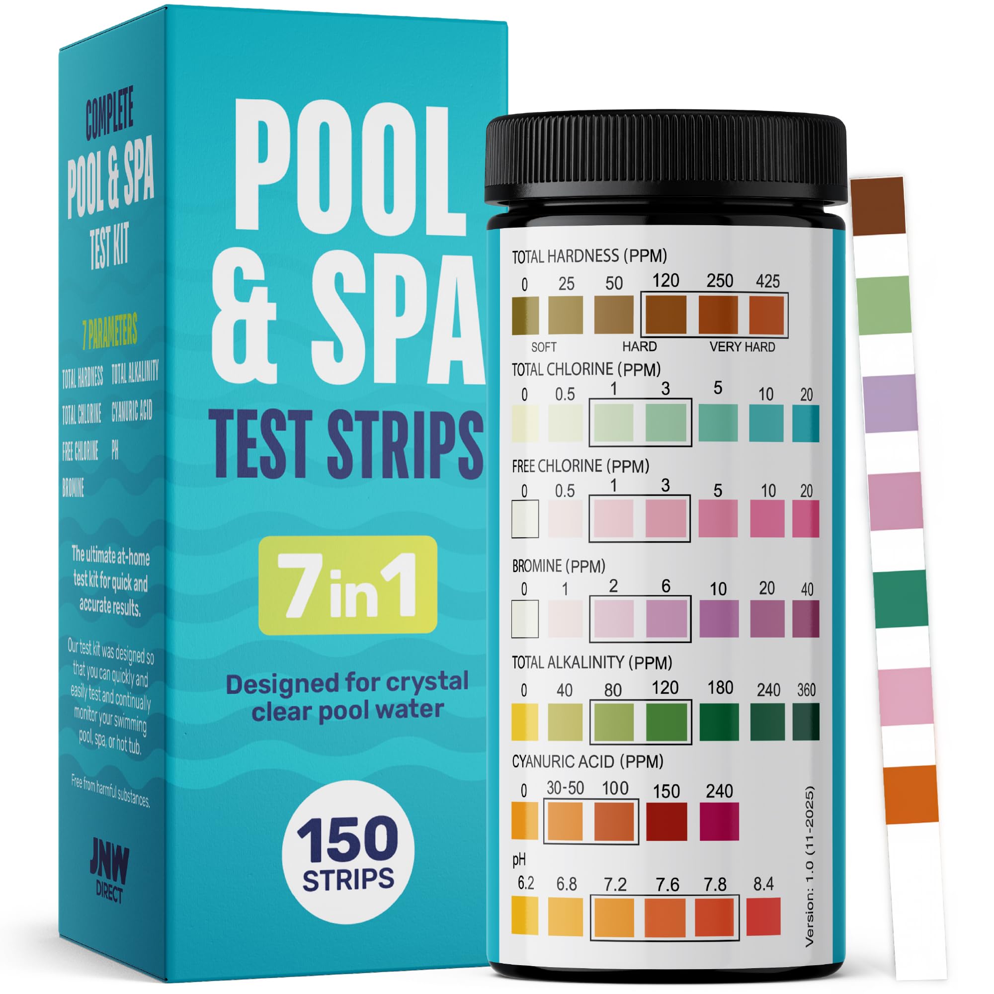 JNW Direct Pool Test Strips 150 Pack front view