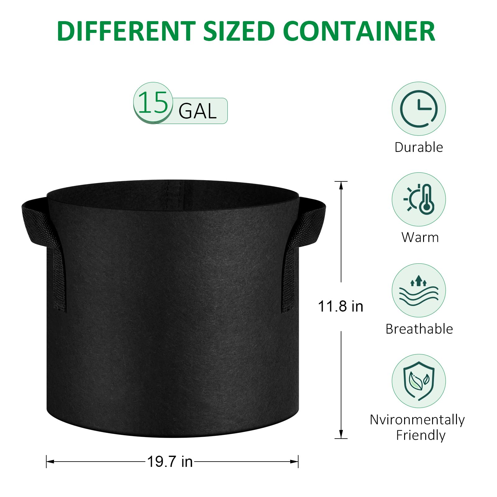 JNYONG 12-Pack of 15 Gallon Grow Bags stacked