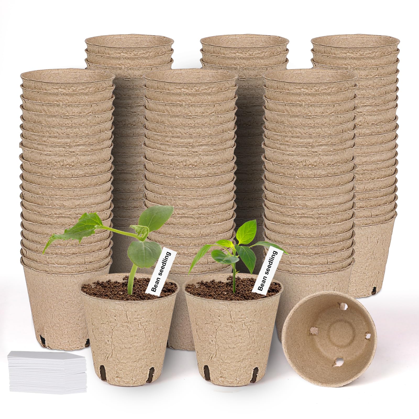 JNYONG 120 Packs Peat Pots front view showing 3.15 inch size